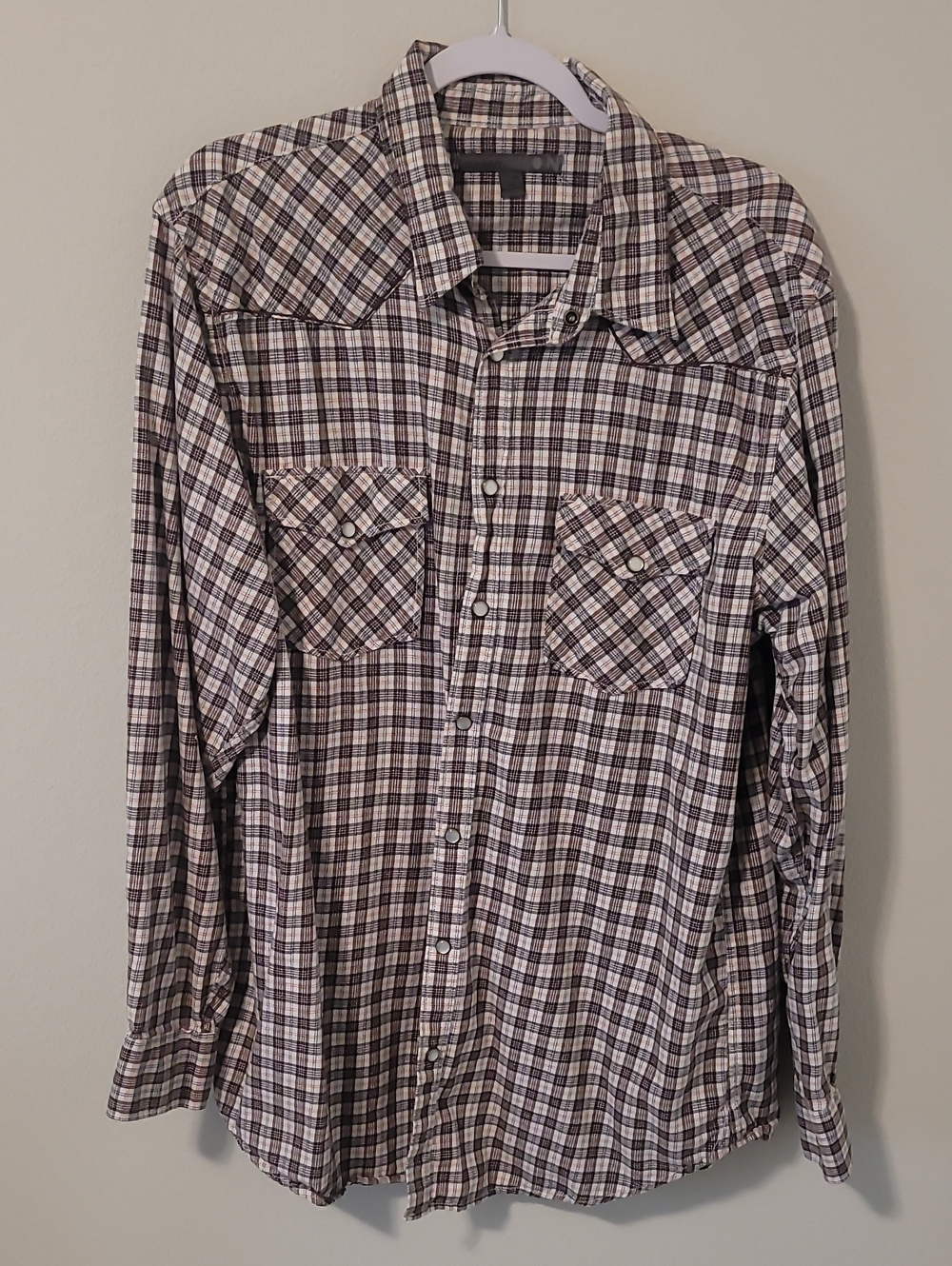 Old Navy Brown & Cream Plaid Button-Down Shirt